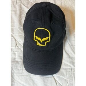 Corvette Racing Skull Logo Hat Black Yellow Embroidered Adjustable Cap